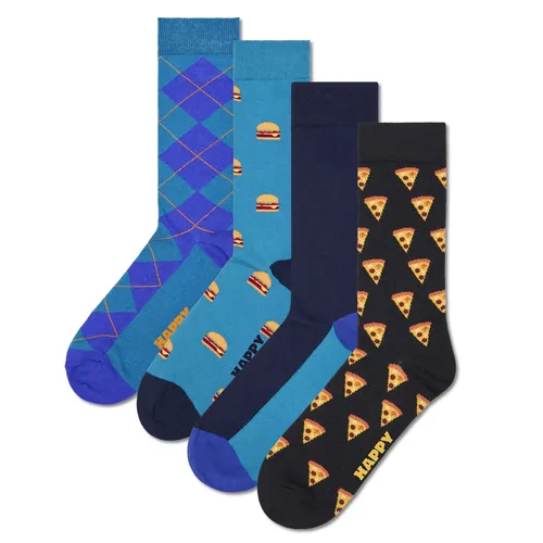 Happy Socks 4-Pack Everyday Food Gift Set Socken Unisex Blau 36-40 - Lustige Socken im 4er-Set mit einzigartigen Mustern, die jedem Outfit einen verspielten Akzent verleihen. Hergestellt aus einer bequemen Baumwollmischung, ideal für den täglichen Gebrauch und besonders langlebig.
