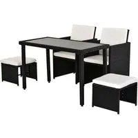 Outsunny Polyrattan Sitzgruppe 11 tlg. mit Kissen Schwarz - Unterhaltungsset für die Terrasse, langlebiges und schmutzabweisendes Polyrattan, ideal für Innen- und Außenbereich, inklusive bequemer Kissen für maximalen Komfort.