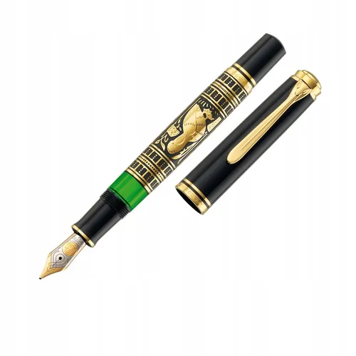 Pelikan Toledo M900 Kolbenfüller schwarz-gold B (breit) - Exklusiver Kolbenfüller aus Edelharz mit 18-Karat Goldfeder für ein außergewöhnliches Schreibgefühl. Ideal für stilvolle Korrespondenz und Unterschriften.