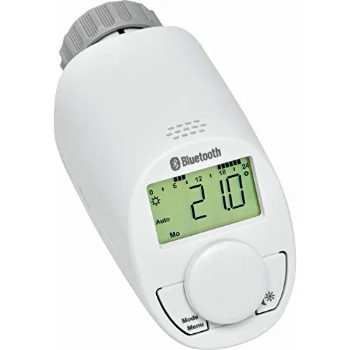 eqiva Bluetooth Smart Heizkörperthermostat 141771E0 - Weiß, Testsieger mit kostenloser App für individuelle Temperaturregelung und lange Batterielebensdauer