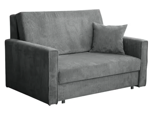 MIRJAN24 Schlafsofa Viva Bis Premium II - Stylisches Schlafsofa mit Schlaffunktion und Bettkasten, ideal für kleine Räume. Maße: 133x98x85 cm, Schlaffläche: 196x112 cm. Freistehend und mit hochwertiger Polsterung für maximalen Komfort.