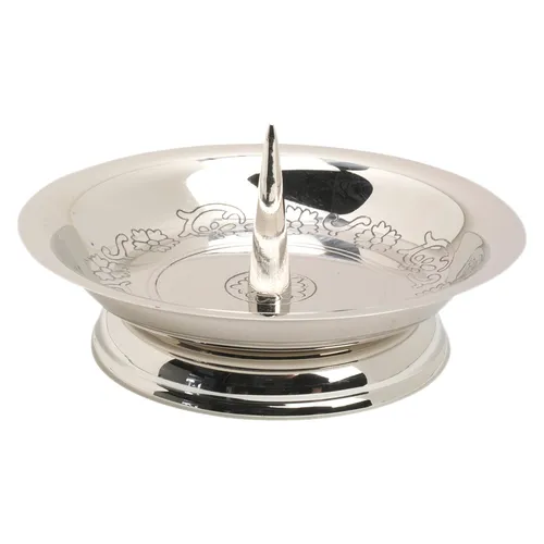 NKlaus Kerzenteller Ø14cm – Eleganter Kerzenhalter aus vernickeltem Messing - Kerzenständer aus hochwertigem, poliertem Messing mit stabiler Dorn für große Stumpenkerzen. Schützt Tischoberflächen und verleiht jedem festlichen Anlass einen stilvollen Akzent.