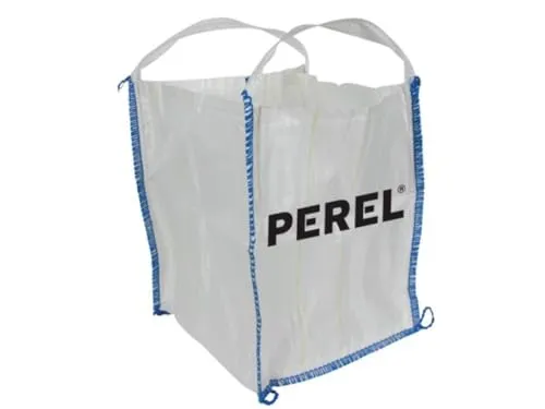 Perel Big bag 300L, bauschuttsack, gartenabfallsack, schüttgutsack, gewebesack, uv-beständig, faltbar, wiederverwendbar, stabiler sack mit 2 hebeschlaufen, 65 x 65 x 71 cm