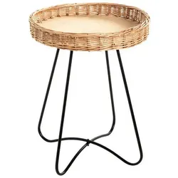Xxxl Beistelltisch mit Korbgeflecht-Rand - Stylischer Beistelltisch aus Holz und Metall, ideal für modernes und gemütliches Wohnen. Der Korbgeflecht-Rand und die runde MDF-Platte setzen Akzente in Ihrem Zuhause.