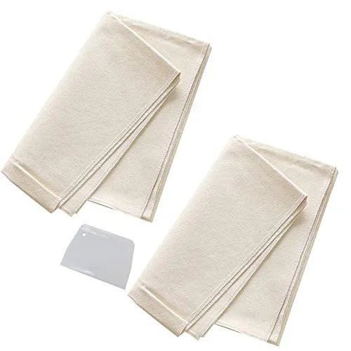 Bäckerleinen Teigtuch 2PCS - Professionelles Gärtuch aus 100% Baumwolle - Backunterlagen aus unbehandeltem Leinen, ideal für die Teigfermentation, mit Antihafteffekt und platzsparendem Design für einfaches Verstauen.