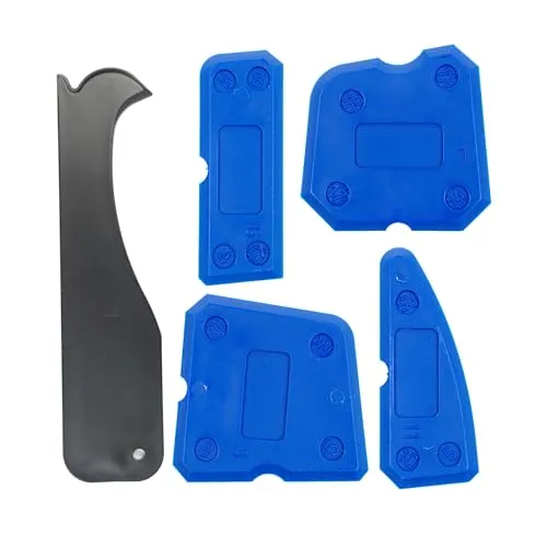 Fugenabzieher Set, 5-teilig, zur Entfernung und Erneuerung von Silikonfugen, Silikon Abzieher für 90°, 45°, konvex, konkav und gerade Fugen, mit Anleitung, Silikonentferner Werkzeug, Fugen Reparatur