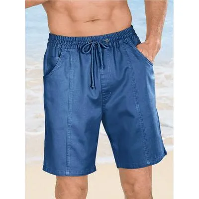 Bermudas CLASSIC, Herren, Gr. 48, Normalgrößen, blau (blau, stone, washed), 100% Baumwolle, unifarben, kurz, Hosen Bermudas