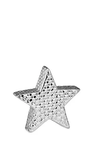 Weihnachten Deko Stern stehend Gross Weboptik silberglänzend