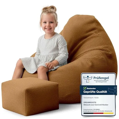 DreamRoots Sitzsack Erwachsene Cord oder Kinder in braun von DreamRoots