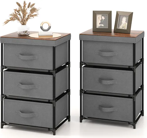 COSTWAY 3-stufiger Stoffschrank in grau von Costway