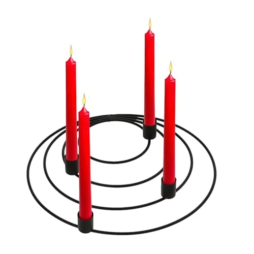 Adventskranz schwarz aus Metall Ringen - 29 cm - Kerzenständer für 4 Stabkerzen - Weihnachten Advent Deko Tafelkerzen Kerzenleuchter Tischdeko Kerzen Kranz modern
