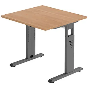 Hammerbacher Schreibtisch C-Fuß 80x80cm Nussbaum/Graphit - Kinderschreibtisch mit höhenverstellbarem C-Fuß-Gestell, ideal für ergonomisches Arbeiten im Kinderzimmer. Robuste Nussbaumplatte und praktische Kabelführung.