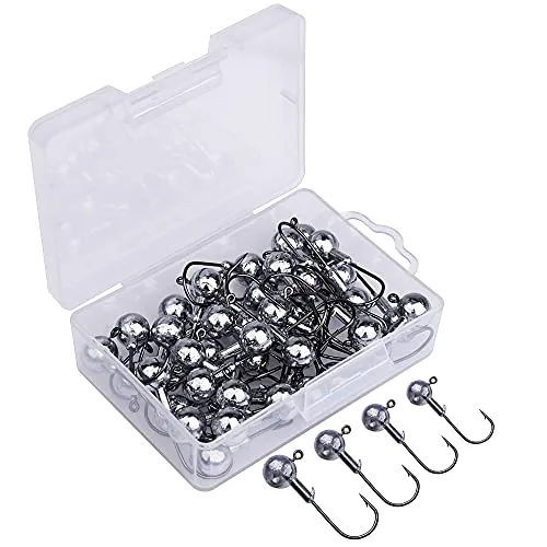 Goture 20 Stück Angelhakenset Jigköpfe 20g, Scharfen Jighaken Dropshot Haken für Gummifische, Karpfen Bleikopf-Angelhaken Offset Angelhaken, Jigkopf Set, Jighaken Set