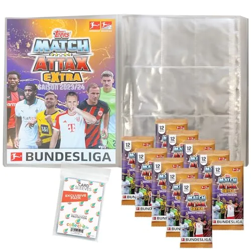 Topps Match Attax EXTRA Bundesliga 2023/24 Bundle mit Sammelmappe und Booster - Entdecken Sie das exklusive Bundle mit einer leeren Sammelmappe und 10 Boostern für die Topps Match Attax Bundesliga 2023/24. Perfekt für Sammler und Fans!