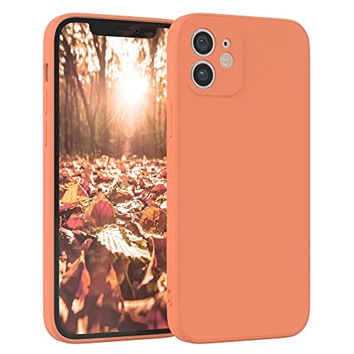 EAZY CASE - Silikonhülle für iPhone 12 Hülle Silikon Case Orange weich stoßfeste Handyhülle Schutzhülle mit Kameraschutz Dünn Premium Schutz Cover TPU Phone Bumper in Pastell Hellorange Matt