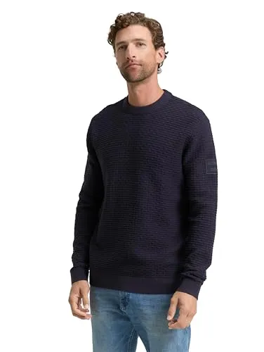 TOM TAILOR Strickpullover mit Rundhalsausschnitt - Stylischer, strukturierter Strickpullover mit Rundhalsausschnitt und Rippbündchen, ideal für lässige Outfits und den täglichen Komfort.