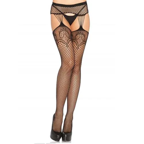 LEG AVENUE – Netzstrümpfe mit Strumpfbandlinien
