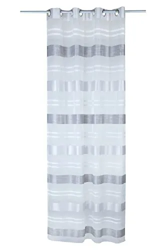 Home4You Ösenschal - Stahlgrau - 135 x 245 cm mit Querstreifen - Eleganter Home4You Ösenschal in Stahlgrau mit stilvollen Querstreifen. Ideal für eine moderne Raumgestaltung und sorgt für eine angenehme Lichtatmosphäre.