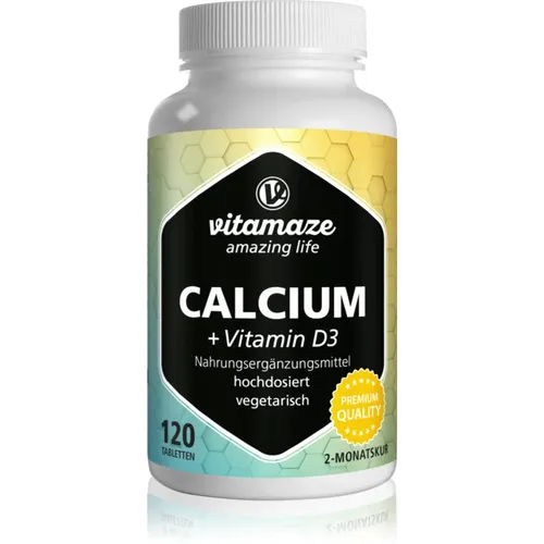 Vitamaze Calcium + Vitamin D3 Kapseln für die normale Funktion des Immunsystems, gesunde Knochen und Muskelaktivität 120 KAP