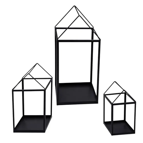 Metall Laterne 3er Set - Deko Kerzen Windlicht in Schwarz - Kerzenständer & Teelichthalter, stilvolles 3er Set aus Metall, ideal für stimmungsvolle Beleuchtung in Innenräumen und geschützten Außenbereichen.