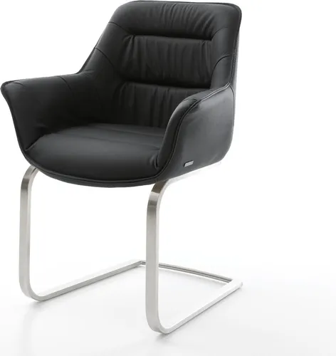 DELIFE Freischwinger Kaira-Flex Echt-Leder Schwarz in schwarz von Delife