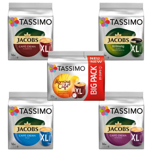 TASSIMO Kaffee T DISC Vielfaltspaket XL 5 Sorten - Kaffee Vielfaltspaket mit 5 köstlichen Sorten für jeden Geschmack. Einfache Zubereitung mit Jacobs Verwöhnaroma - ideal für Kaffeeliebhaber!