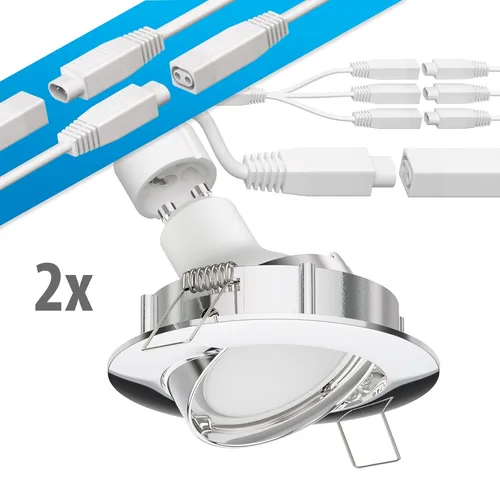 LED Decken-Einbaustrahler DEX chrom schwenkbar GU9,776W je 450lm weiß rund 84mm