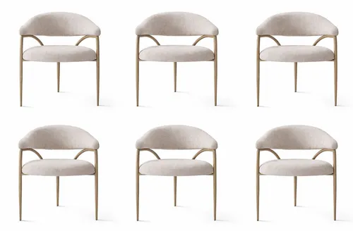 Beiges Stuhlset mit Polsterung für Esszimmer - Elegantes 6-teiliges Set aus modernen Esszimmerstühlen in Beige. Robuste Metallgestelle und gemütliche Polsterung bieten hohen Sitzkomfort für gesellige Abende.
