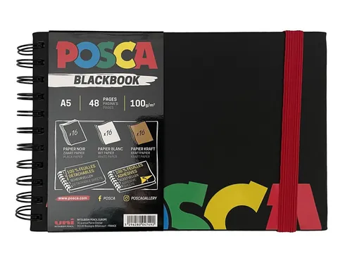 POSCA Blackbook Kreativ 3-Farben Skizzen-Und Stickerbuch A5