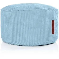 Green Bean Sitzsack-Hocker, Hellblau - Vielseitiger Hocker aus Cord mit abnehmbarem, waschbarem Bezug. Ideal als Fußhocker oder platzsparende Sitzgelegenheit. Made in Germany mit nachfüllbarem Inlet aus EPS-Perlen für optimalen Komfort.