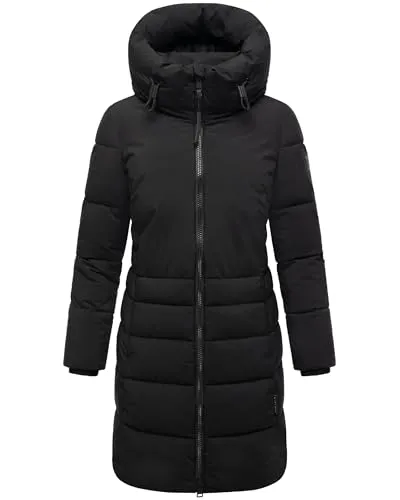 NAVAHOO Mondnebel XIV Damen Steppmantel 4XL schwarz - Funktionsjacke mit hohem Kragen, windabweisend und warm gefüttert – ideal für kalte Wintertage. Figurumschmeichelnde Passform und praktische Taschen für optimalen Komfort.