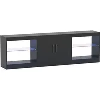 COSTWAY 3-in-1 TV-Schrank mit LED-Beleuchtung - Vielseitiger TV-Ständer für Fernseher bis 85 Zoll. Modular kombinierbar, mit fernbedienbarer LED-Beleuchtung in 16 Farben. Bietet viel Stauraum für Geräte und sorgt für Ordnung im Wohnzimmer.