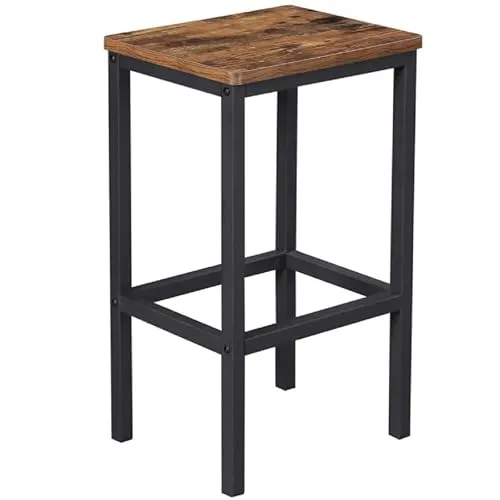 Begryf Barhocker - Dunkelbrauner Stehhocker für moderne Küchen - Barhocker mit robustem Metallgestell und stabiler Holzsitzfläche, ideal für minimalistisches Design und industrielle Einrichtungskonzepte. Einfach zu montieren.
