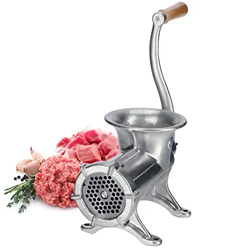 KADAX Fleischwolf aus Eisenguss, 6 Größen, manuelle Fleischmaschine, Vintage Fleischwolf, verzinkte Mahlmaschine, Mahlmaschine für Fleisch (Größe 22)