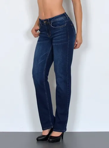ESRA High Waist Straight Fit Jeans für Damen – Dunkelblau, Größe 34 - Moderne High Waist Straight Fit Jeans aus elastischem Material für optimalen Komfort. Ideal für jeden Anlass und in Übergrößen erhältlich. Maschinenwaschbar und pflegeleicht.