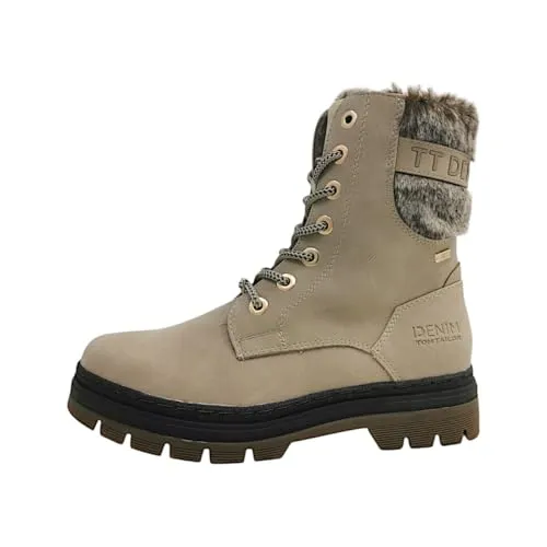 Tom Tailor Damen 4290560021 Mode-Stiefel, dkcream, 41 EU - Wanderschuhe mit warmem Innenfutter, ideal für kalte Tage und stilvolle Outdoor-Aktivitäten