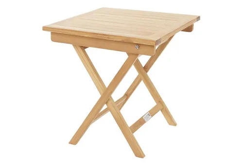 Outdoor Beistelltisch RIVA, Braun, Teakholz massiv, Klappbar, (1-St), B 50 x H 50 x T 50 cm