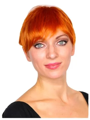 Prettyland Damen Herren kupfer-orange Rot-Orange Kurzhaar-Perücke Stufen-Schnitt Glatt Pixie kurz Wig C643