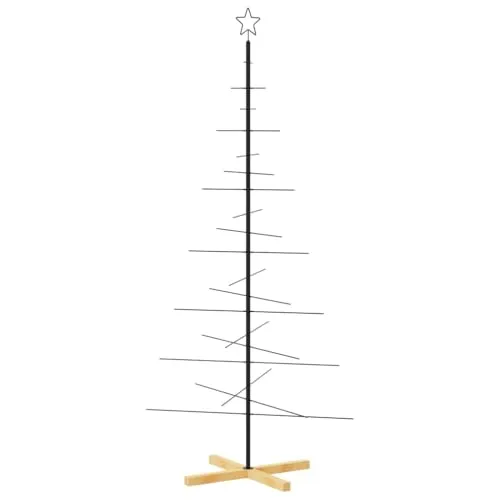 vidaXL Weihnachtsbaum Metall Schwarz 180 cm mit Holzständer - Moderner Metall-Weihnachtsbaum, perfekt zum individuellen Dekorieren. Robuste Konstruktion mit Holzständer und platzsparendem Design für einfache Aufbewahrung.