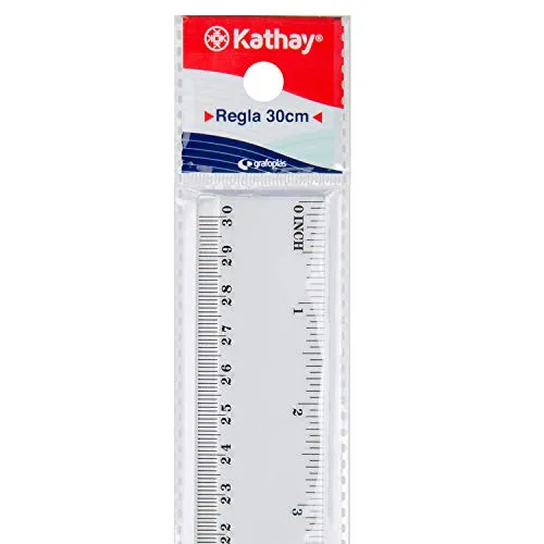 Kathay 86420200 Lineal aus Kunststoff, 30 cm, transparent, perfekt für die Schule