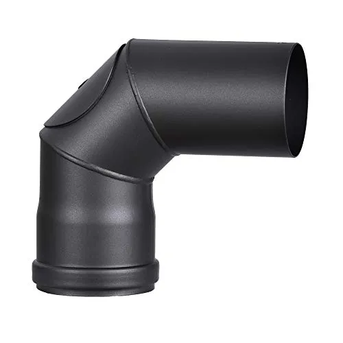 Ofenrohr FIREFIX, schwarz, 80 mm Durchmesser - Aschesauger - Hochwertiges Stahlblech-Rohr mit Reinigungsklappe, ideal für effiziente Kamininstallationen und einfache Wartung.