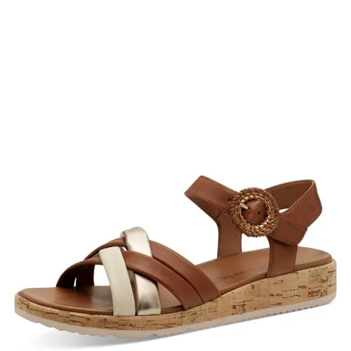 Sandalette TAMARIS Damen Gr. 40 - Modische Riemchensandale mit Plateau - Wanderschuhe, Tamaris Sandalette aus Leder, mit hübscher Zierschnalle und 3 cm Keilabsatz für optimalen Tragekomfort und Stil im Sommer.