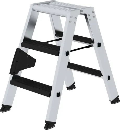 Stehleiter 2x3 Stufen aus Aluminium, beidseitig begehbar