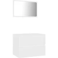 2-tlg. Badmöbel-Set Weiß Holzwerkstoff - Stilvolles Badmöbelset aus Holzwerkstoff, ideal für moderne Bäder und platzsparend mit viel Stauraum.