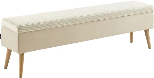 Home affaire Bettbank Armandine mit Stauraum - Sitzbank in Beige, wahlweise 140cm oder 180cm, bietet praktischen Stauraum und überzeugt durch hochwertigen Cord-Samt-Bezug. Ideal für Flur oder Schlafzimmer.