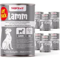 Supravit Nassfutter für Hunde - Lamm & Reis, 6 x 820g Dosen - Naturnahes Hundefutter mit hohem Fleischanteil, getreidefrei und besonders gut verdaulich. Ideal für ernährungssensible Hunde. Schonend verarbeitet für einen schmackhaften Genuss.