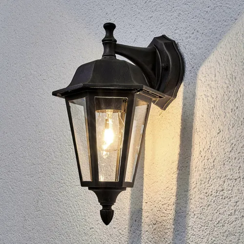 Lindby Außen-Wandleuchte Lamina, Antik-Design, Schwarz-Rost - Elegante Außen-Wandleuchte aus Aluminium und klarem Glas, ideal für Garten und Terrasse. Schafft stimmungsvolles Licht mit E27 Fassung, perfekt für jeden Außenbereich.