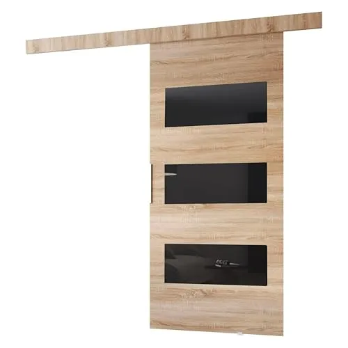 MINIO go for it - Schiebetür Komplettset CLEAN E, 76 cm Breit, Schiebetüren, Wandmontage, Schiebetürsystem, Zimmertüren - Sonoma Eiche