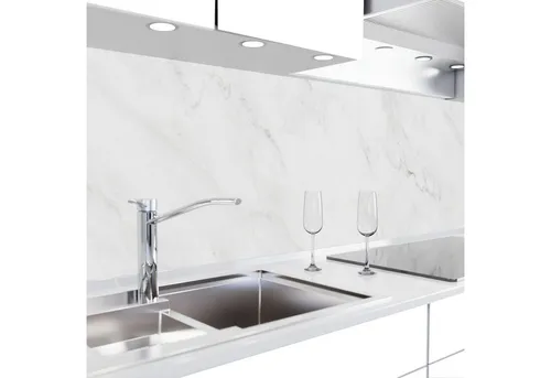 danario Küchenrückwand selbstklebend - Matt - Marmor weiß - Küchenrückwand aus robuster PET-Folie, selbstklebend und hitzebeständig. Ideal für einfache Montage und individuelle Anpassung in Ihrer Küche.