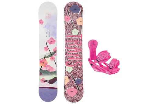 TRANS Snowboard Trans Damen Snowboard Set Premium Wood 155 cm Lila + Pipe M Bindung